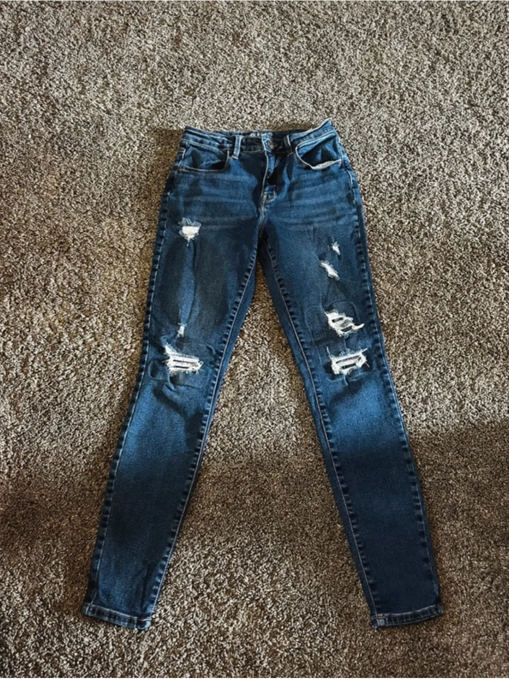 Maurices Dark Blue Ripped Skinny Jeans